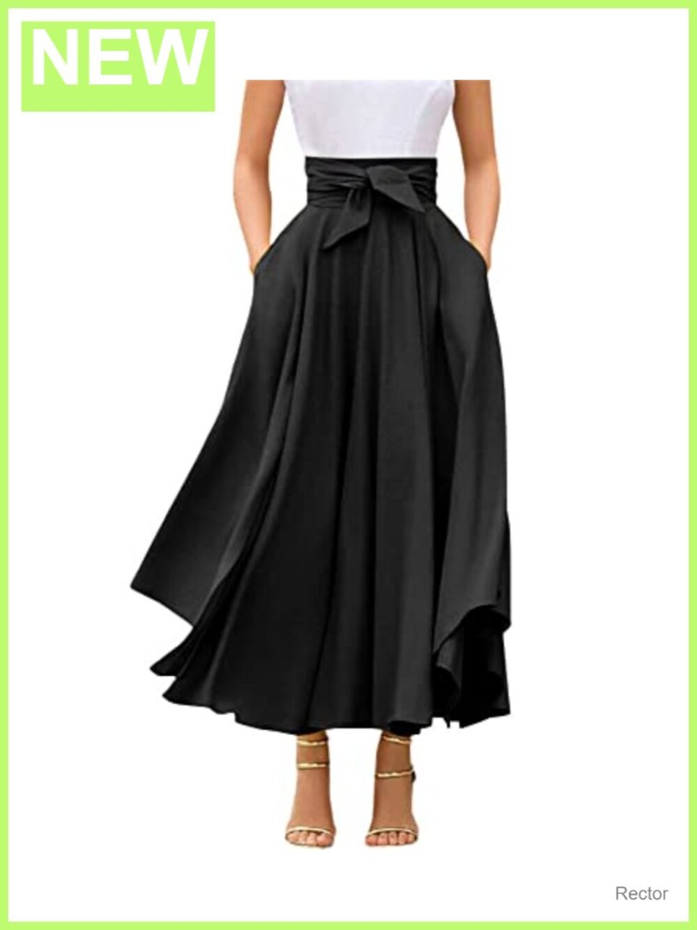 Women's Elegant High Waisted Side Slit Bohemian Maxi Skirt with Pockets